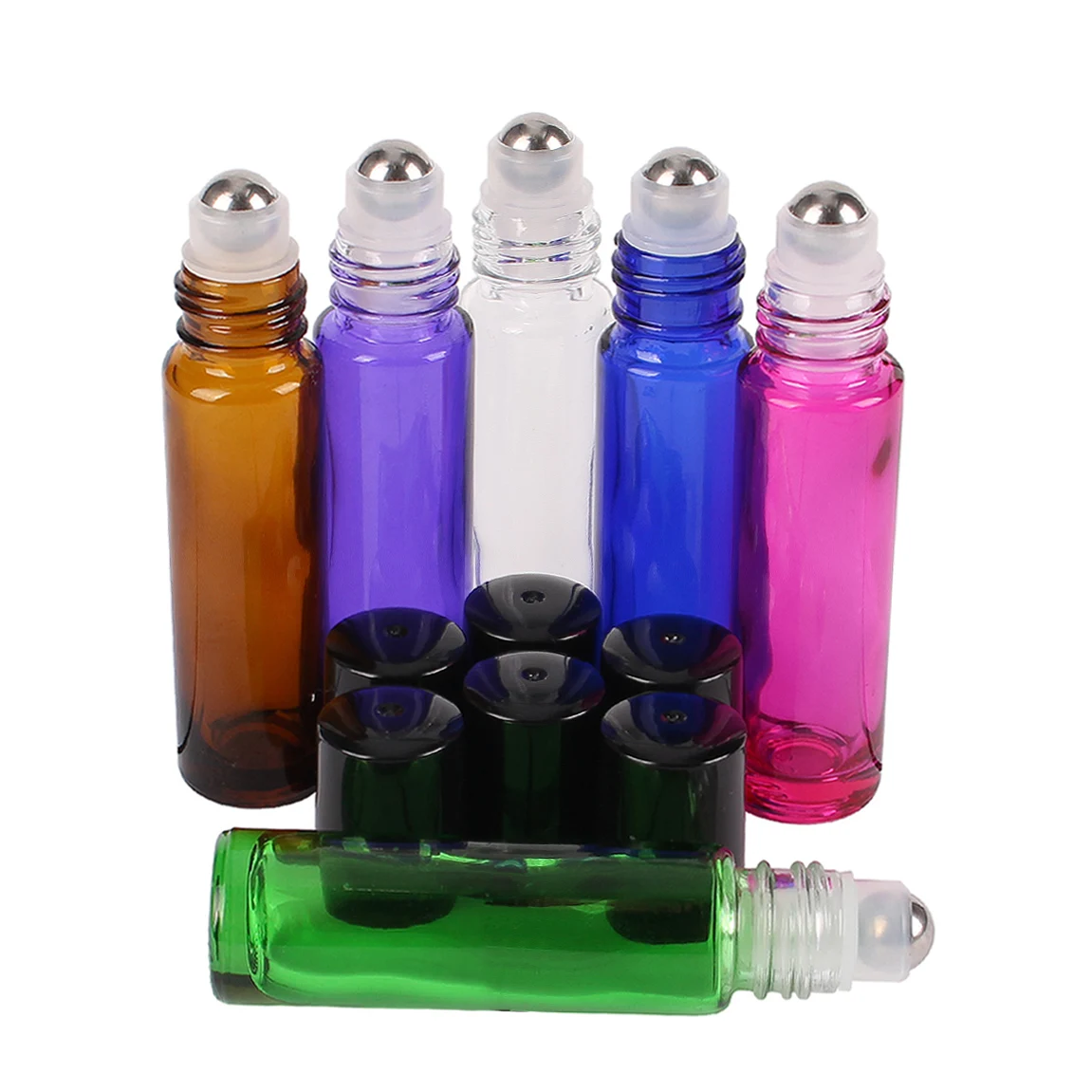 

1 Piece 10ml Colorfull Glass Roll on Bottle Empty Vial Essential Oils Perfume Refillable Bottle with Stainless Steel Roller Ball