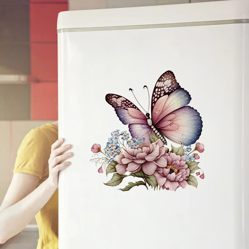 Floral Butterfly Wall Stickers Removable Self-Adhesive Decor for Girls Room Nursery Bathroom Flower Garden Mural Decals