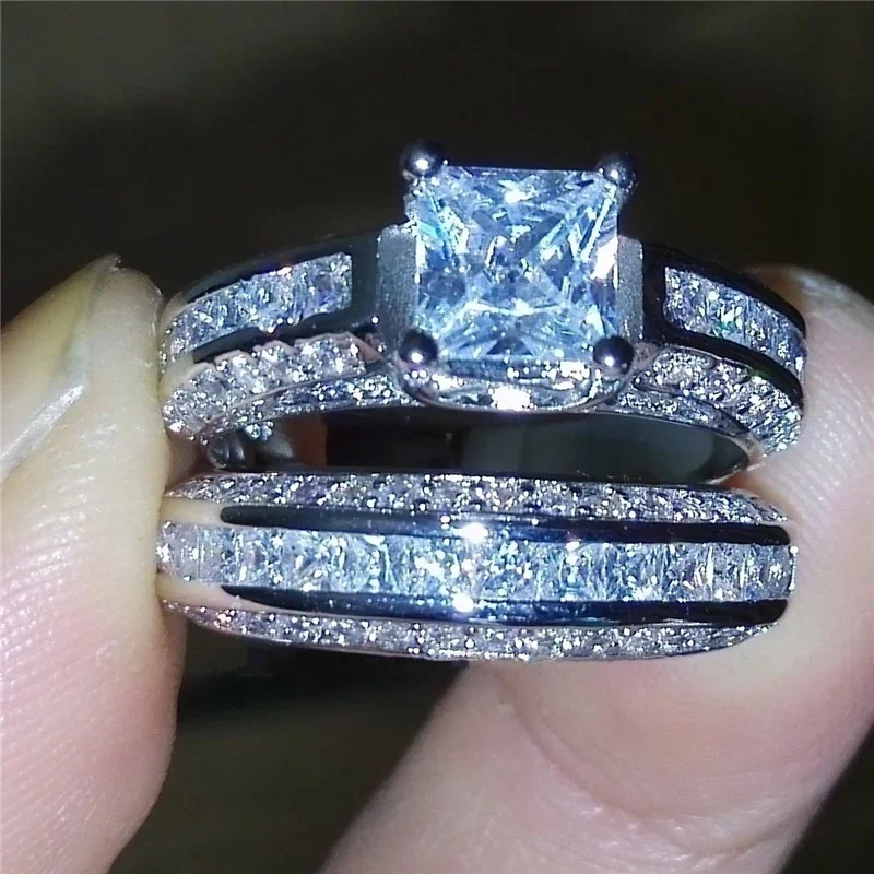 Rings Alloy Vintage Rings Set Princess Crystal Jewelry For Women