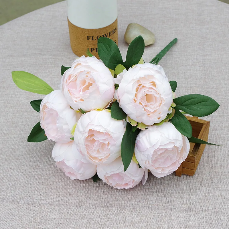 

Simulation 7Head Round Peony Bunch Silk Peonies Flowers for Wedding Flower Arrangement Decoration Bridal Bouquet Home Decoration