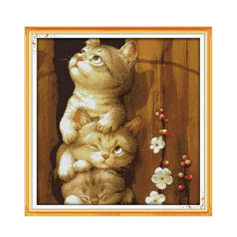 Набор для вышивки крестиком Naughty cat 14ct 11ct предварительно отпечатанный холст