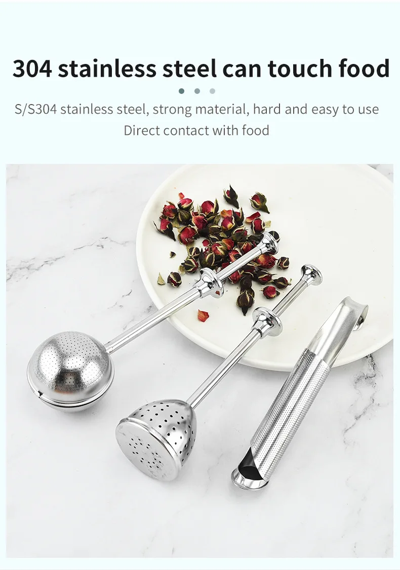 Description Picture 5 of itemStainless Steel Round Tea Ball Infuser Kitchen Telescopic Coffee Cha Strainer Diffuser Spice Herb Sieve Teapot Accessories