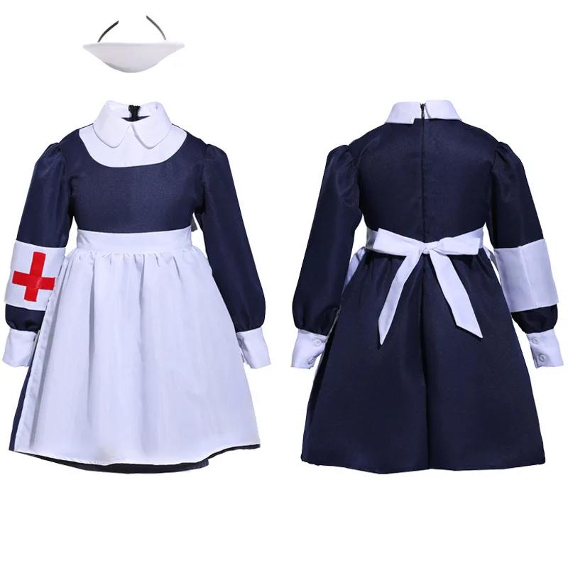

Japanese Kids Apron Maid Dress Suit Nurse Girls Halloween Cosplay Costumes Children Party Role Playing Dress Up Outfit