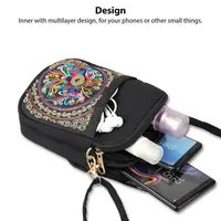 Stylish Women's Embroidered Crossbody Phone Bag with Zipper - Small Canvas Shoulder Bag for Everyday Use - Image 3