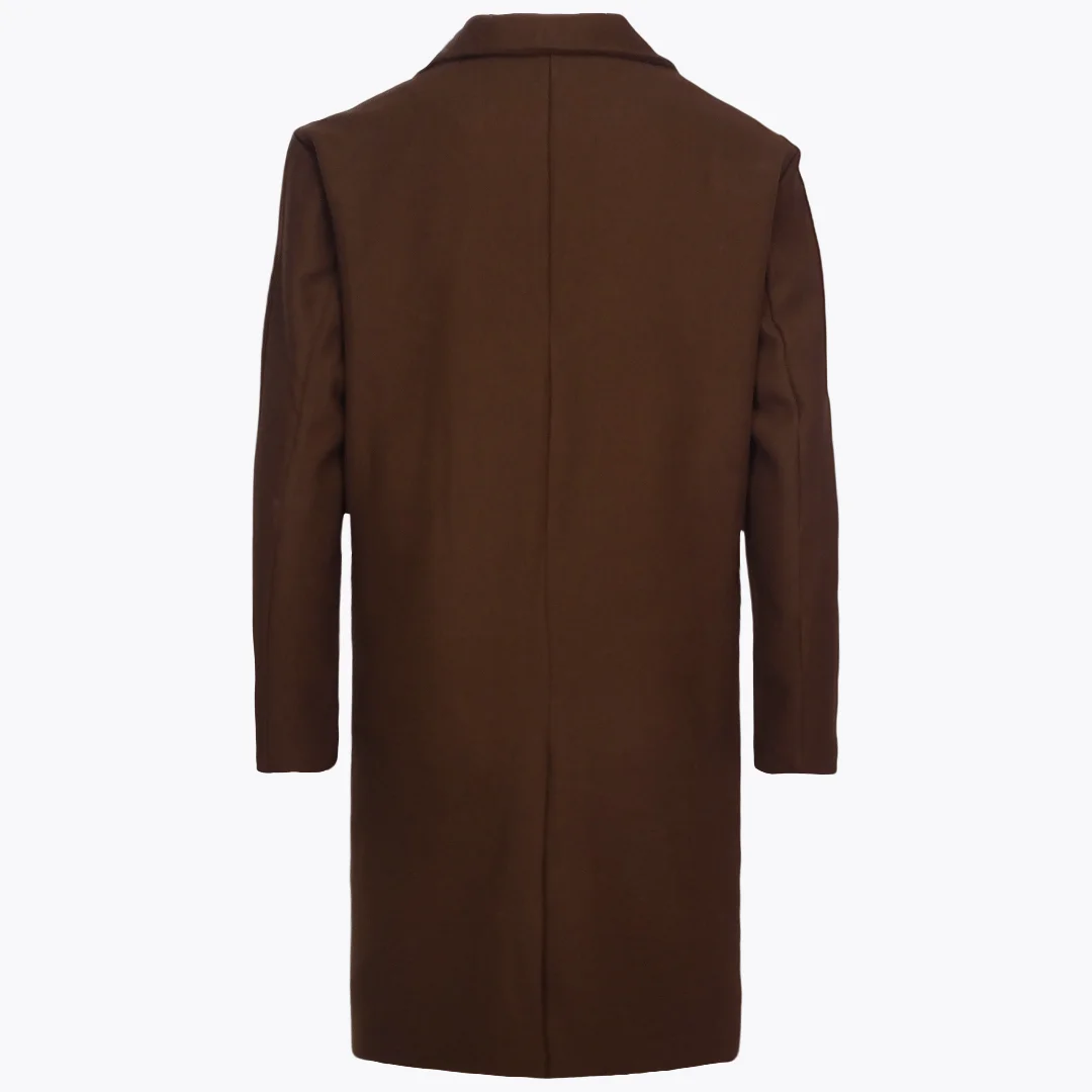 Long Double Breasted Mens Jacket Solid Color Men's Clothing Coat Long Sleeve  Male Clothes Windbreaker Overcoat For Winter