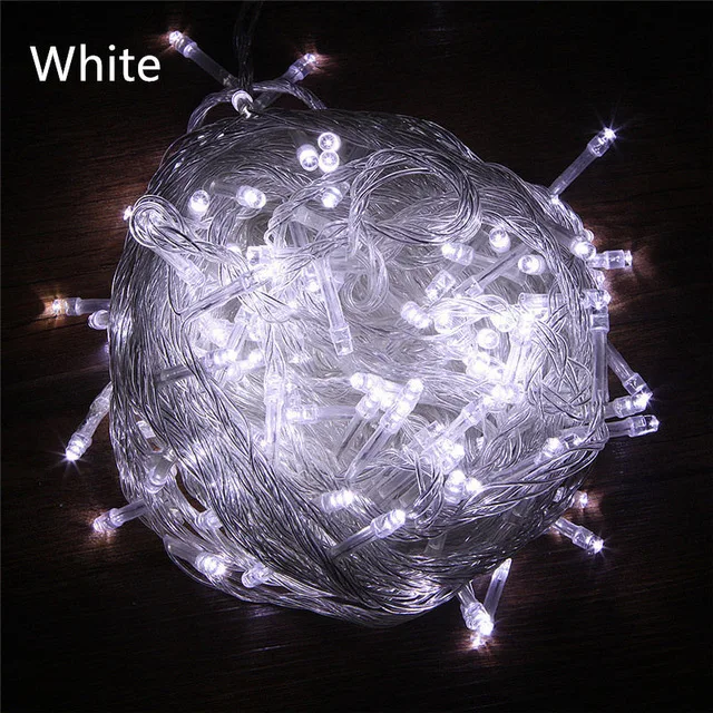 Guirnalda de luces LED impermeables para decoración navideña, bodas, fiestas, 10 m, 20 m, 30 m, 50 m, 100 m, CA 220 V, enchufe europeo