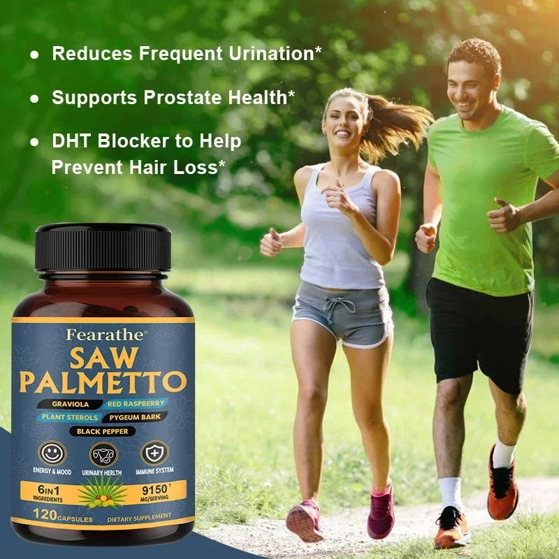 Saw Palmetto Extract 9150 Mg Men's Prostate Supplement Urinary Health DHT Blocker Healthy Hair Energy Mood Immunity