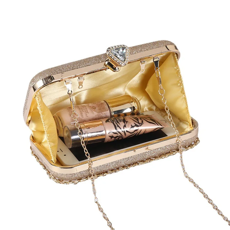 Diamond Evening Clutch Bag For Women Wedding Golden Clutch Purse