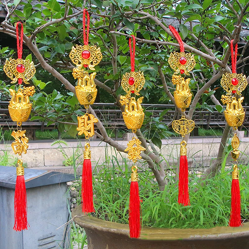 

1Pc 2024 Year Of The Dragon Gold-Plated Plastic Zodiac Dragon Pendant Decor Mascot Home Car Hanging Ornaments New Year Gifts