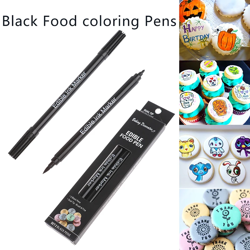 Cake Baking Tools Cake Decorating Tips 2pcs Food Coloring Pens Double Sided Food Grade And Edible Marker Gourmet Writers For Decorating Fondant Cakes