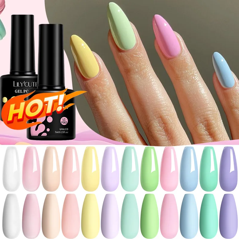 LILYCUTE 7ml Macaron Candy Gel Nail Polish 184 Colors Spring Summer Pink Purple Semi Permanent For Manicure Nail Art Gel Varnish LILYCUTE 7ml Macaron Candy Gel Nail Polish 184 Colors Spring Summer Pink Purple Semi Permanent For Manicure Nail Art Gel Varnish