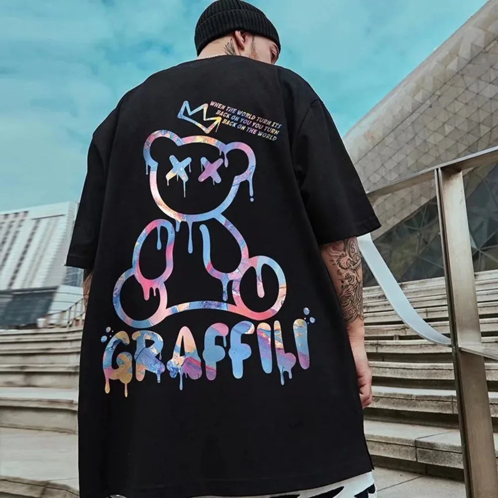 

S-4XL oversized T-shirt new Korean version T-shirt summer loose enlarged round neck casual couple top short-sleeved men's shirt