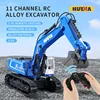 HUINA RC Excavator With Light 1558 Remote Control Car Alloy 11CH 1/18 Crawlers Engineering Vehicle Toys As Boy Gift TH20315-SMT8 1