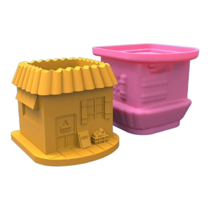 

Coffee Shop Storage Box Mold DIY Ornament Tool for DIY Flower Pot, Candle Holder X3UD