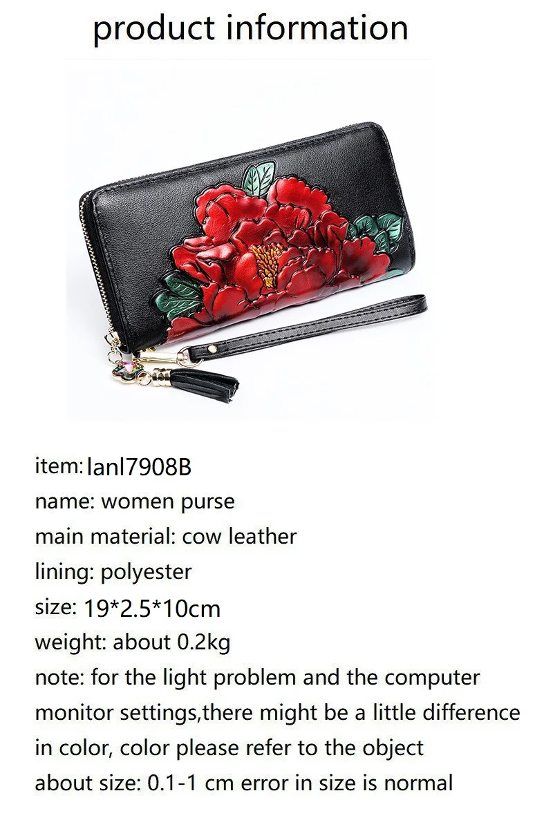 Blumenmuster Echtleder-Geldbörse für Damen Große Kapazität Damen-Ledertasche 2026 Neu RFID Damen-Clutch für Karten und Mobiltelefon – Detail 9