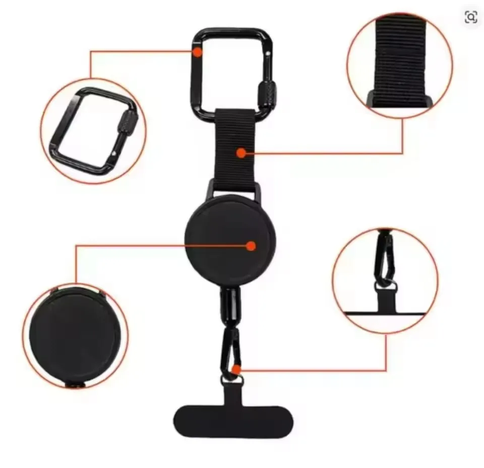 Retractable Anti-Theft Phone Lanyard with Carabiner Clip