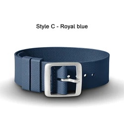Durable Fluoro Rubber Sport Watch Band - Premium Military - Style One Piece Strap - 22mm (C Royal blue)