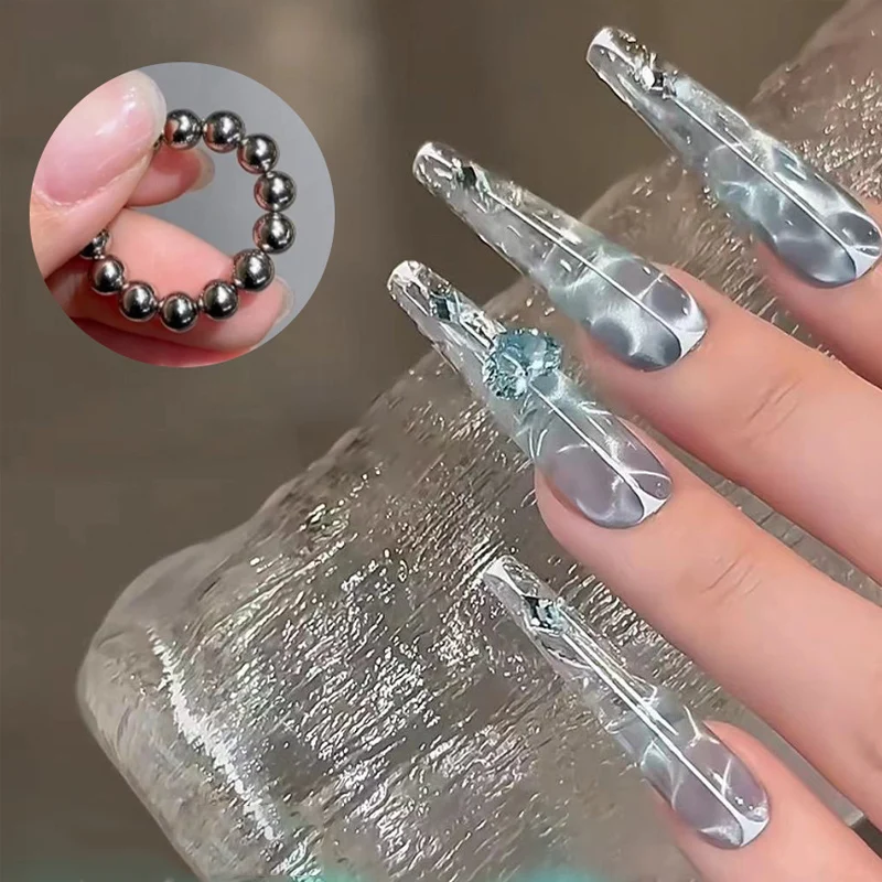 New Nail Art Magnet Popular Round Cat Eye Magnetic Bead Powerful Sparkling Ice Flower Nail Art Steel Bead Magnet Tools ﻿