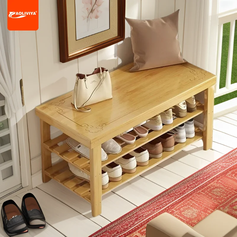 

Табурет Aoliviya из массива дерева для обуви, домашняя дверь, бамбуковый шкаф для обуви, встроенный табурет, может сидеть на входе в столешницу