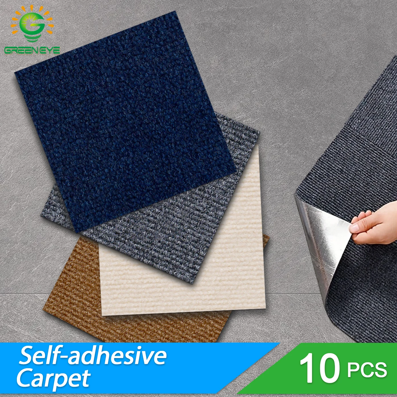10pcs Carpet Floor Tiles Sticker Adhesive Stickers Carpet Peel And