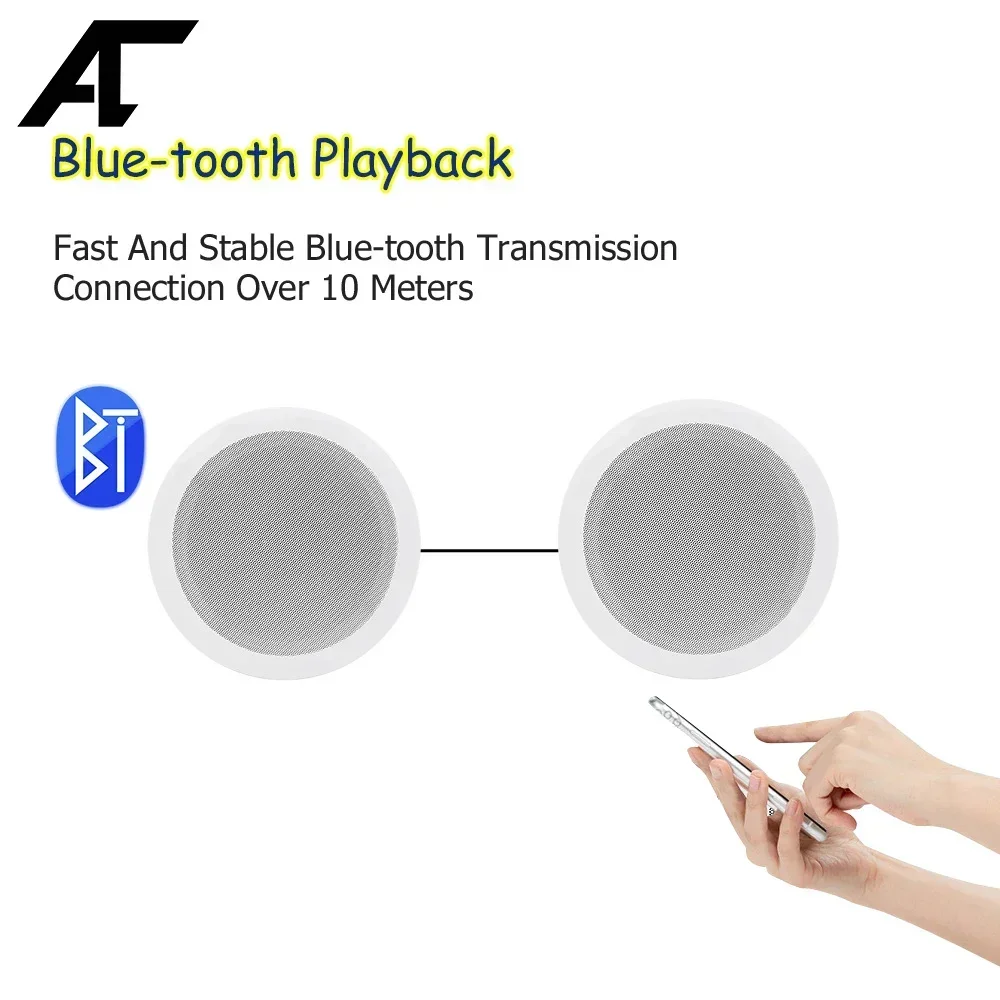 8'' Coaxial Ceiling Speaker 40W Built-in Class-D Loudspeaker PA System HiFi Stereo Sound 40W Home Music Party Audio APP Control