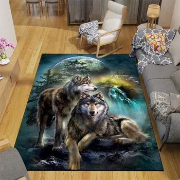 3D Wolf Floor Mats Rug Carpet Living Room 2