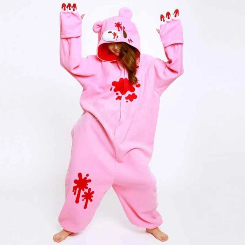 Costume de Cosplay Ours Sanguin, Onesies Animaux Souriants