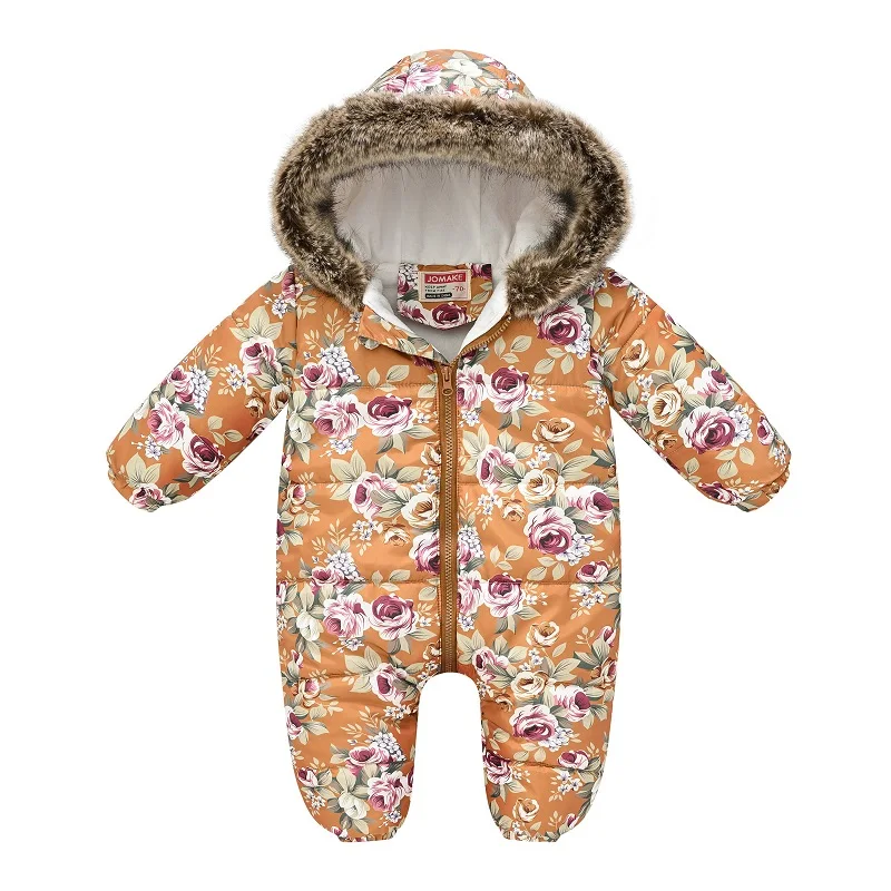 WinterBabyClothesLongSleeveHoodedInfantBabyGirlBoyJumpsuit
