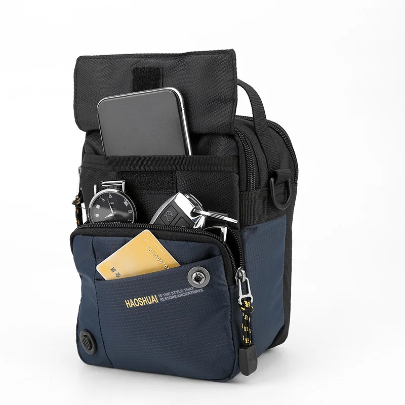 Crossbody Bag Waterproof Nylon Fabric men's Bag For Outdoor Travel One Shoulder Crossbody Bag Simple And Casual Waist Street Small