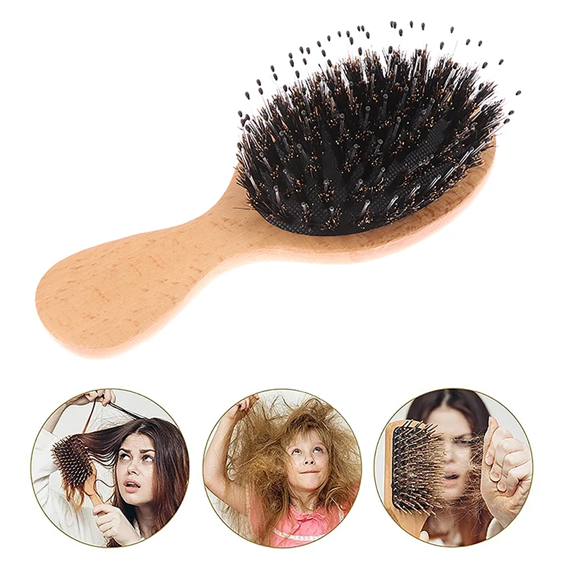 

Airbag Massage Comb Wooden Natural Boar Bristle Hair Brush Anti-Static Mini Hair Comb Scalp Massager Comb For Children Styling