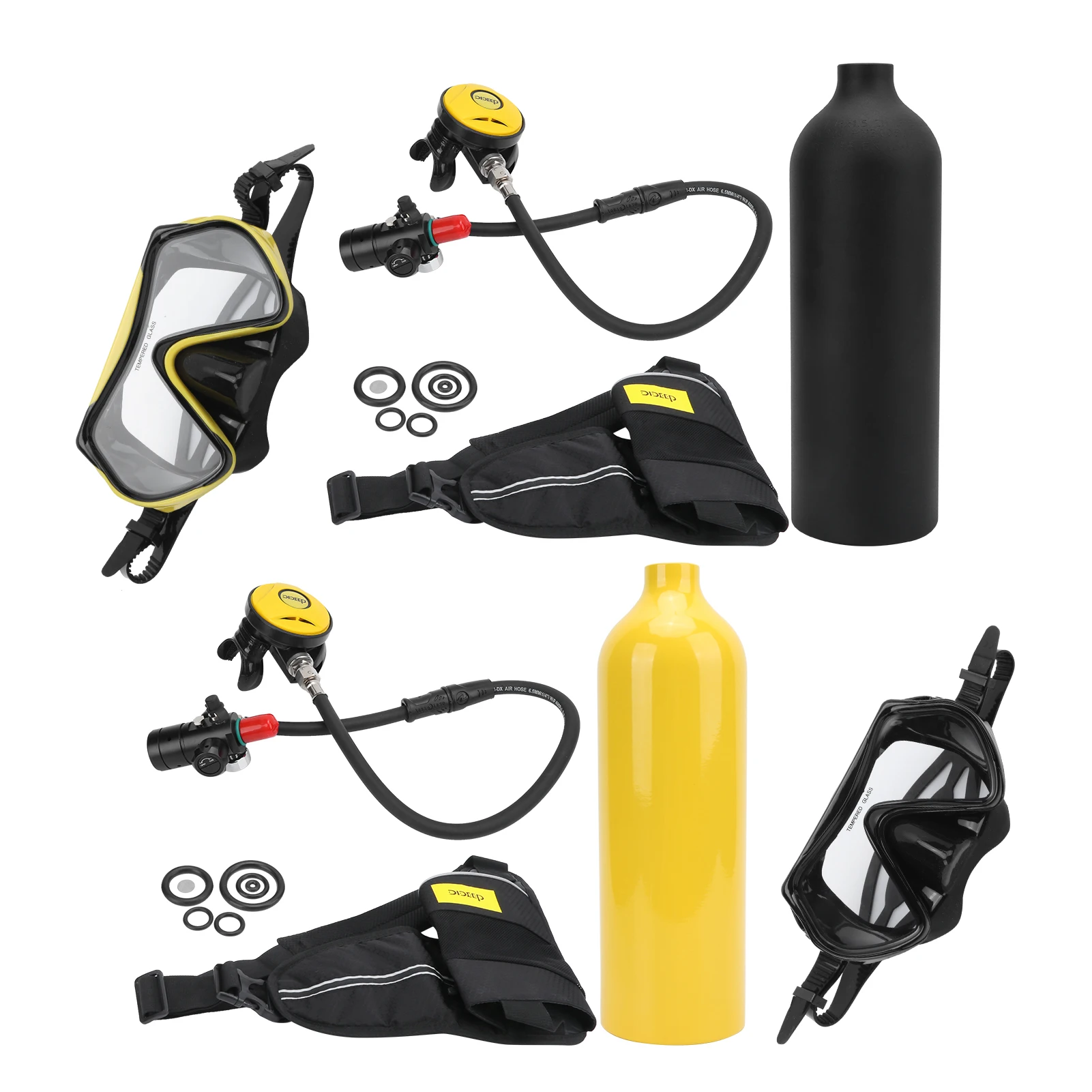 1L Mini Diving Set Breather/Relief Valve Strap Diving Goggles Oxygen Diving Set
