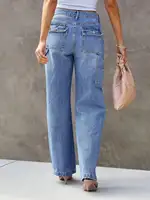 Women's Light Blue Wide Leg Straight-Leg Jeans - Stylish and Comfortable Denim Pants for Effortless Fashion - Image 2