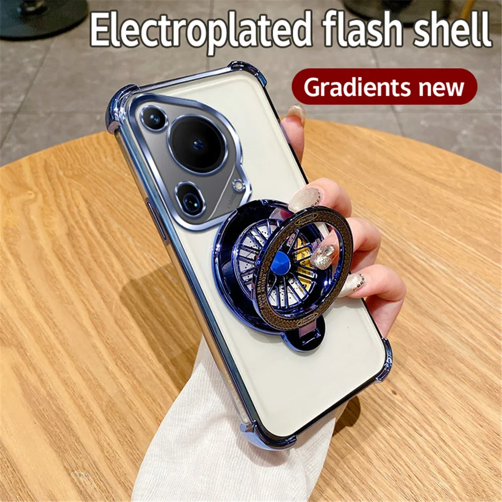 Luxury Glitter Plating Shockproof Phone Case with Spinner Stand Holder