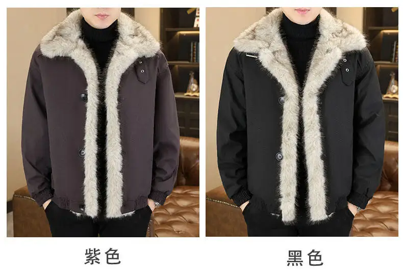 Pelzkragen, mit Baumwolle gefütterte Jacken, 2025, Winter, für Herren, lässig, warm, Mantel, hohe Streetwear, winddicht, verdickt, Parkas, Jugendoberteile, Kleidung – Detail 6