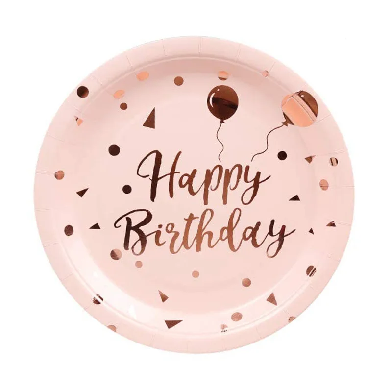 Neue Roségold Geburtstagsdekoration Ballons Tortendekoration Hintergrund Geschenktüte Tischware Becher Tischdecke Partyzubehör für Geburtstag – Detail 11