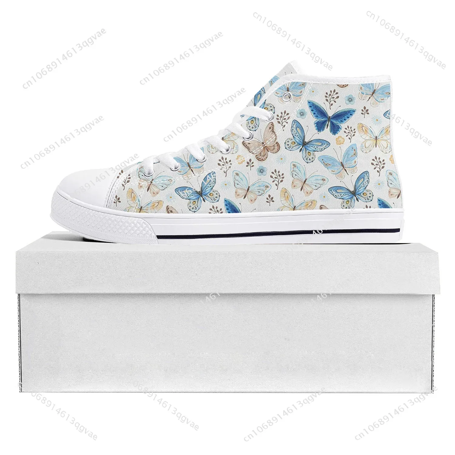 Butterfly Prints High Top High Quality Sneakers Mens Womens Teenager Canvas Sneaker Casual Couple Shoes Custom Made Shoe White