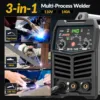 140Amp MIG Welder, 110V Flux Core MIG/Stick/Lift TIG 3 in 1 MultiProcess Welding Machine with Synergy, IGBT Inverter Welder 2