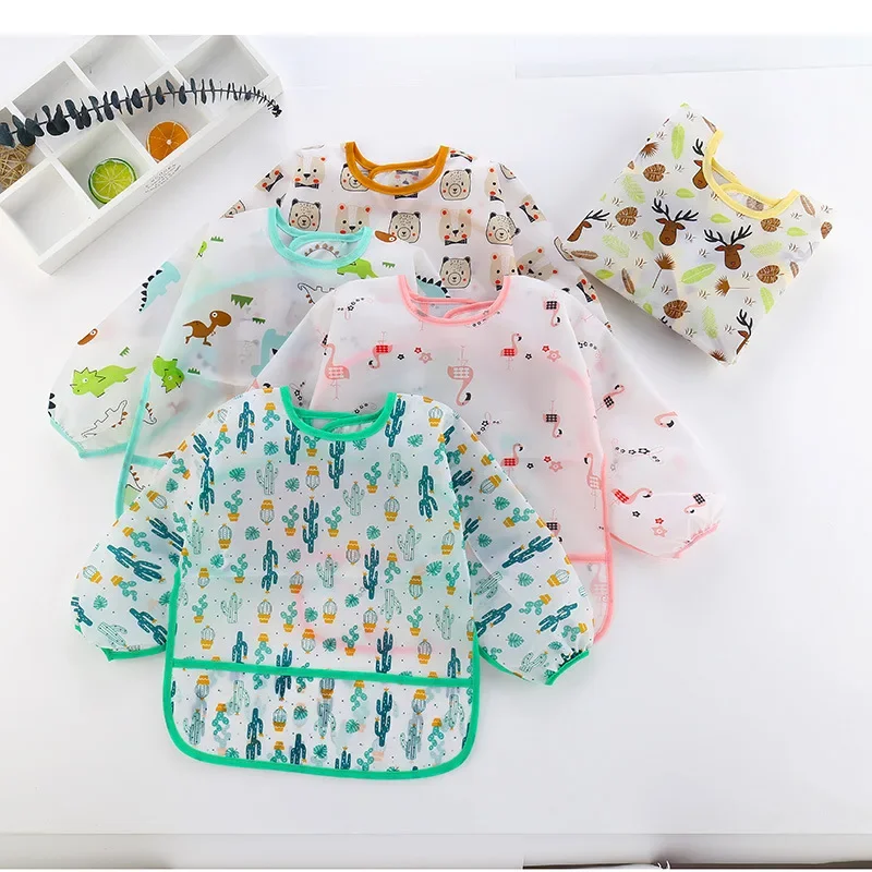 

Baby Bibs New Cute Children Baby Stuff Toddler Items Waterproof Long Sleeve Art Smock Feeding Bib Apron for Kids Accessories