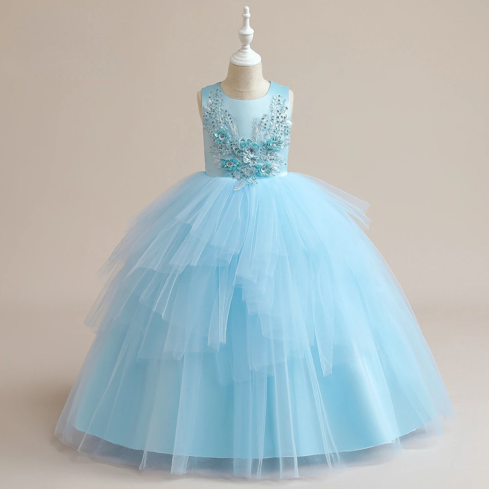 

MODX Sleeveless Mesh Dress for Girls Princess Dress Fashion Performance Dress Children Summer Party Dress Kids Birthday Dress