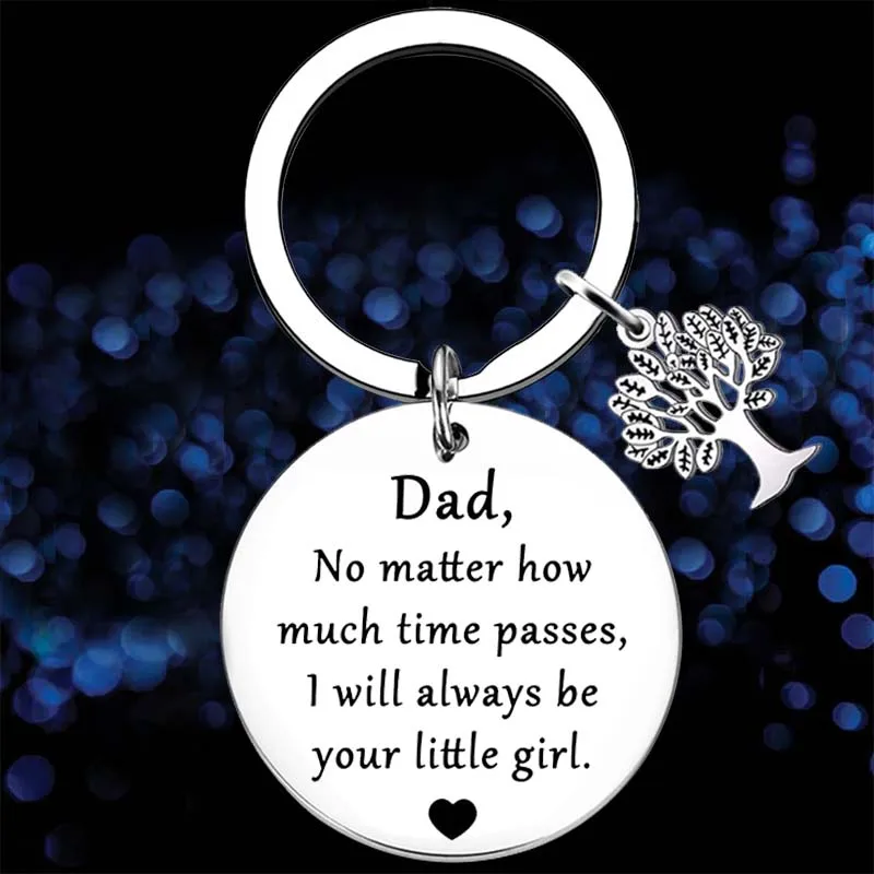 

Cute Dad Gifts Keychain No Matter How Much Time Passes, I Will Always Be Your Little Girl Fathers Day Gift Key Chain Pendant