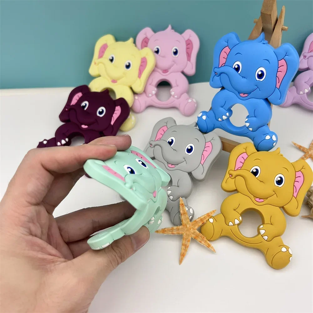 Nome della lettera personalizzata elefante in Silicone per bambini perline luminose ciondolo ciuccio clip supporto catene massaggiagengive per bambini regalo giocattolo Kawaii