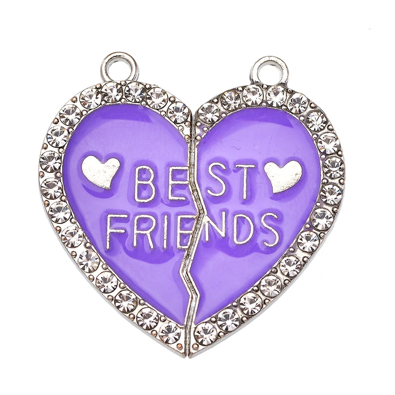 3 Paar süße Emaille-Charm mit Buchstabenanhänger „Love Best Friend“ für die Schmuckherstellung, Paar-Halskette, Schlüsselanhänger, handgefertigte Accessoires – Detail 6