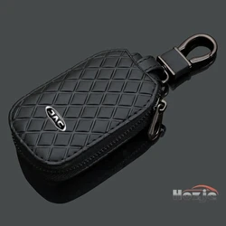 Premium Leather Zipper Key Case for Remote Control Key Storage (Black)
