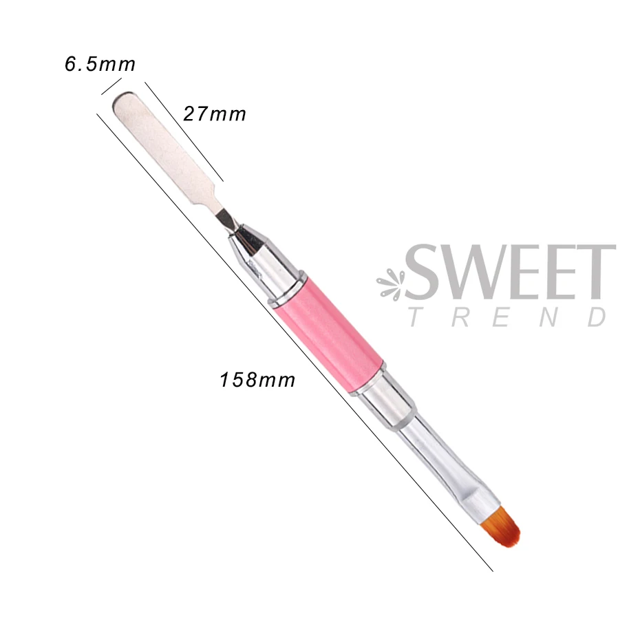 2-in-1 Gelpinsel Für Nageldesign | Doppelköpfig Mit Flachem Pinsel & Spatel | Inklusive Box Für Gel, Acryl Und Verlängerungen