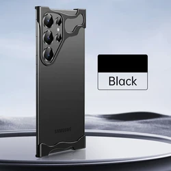 Irregular Metal Bumper Phone Case with Alloy Frame and Aluminum Lens Protective Film Cover - Galaxy S26 Ultra (Black)