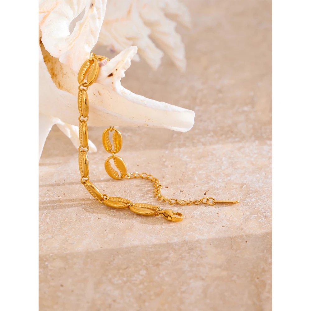 Yhpup Stainless Metal Shell Gold Color 18K Fashion Beach