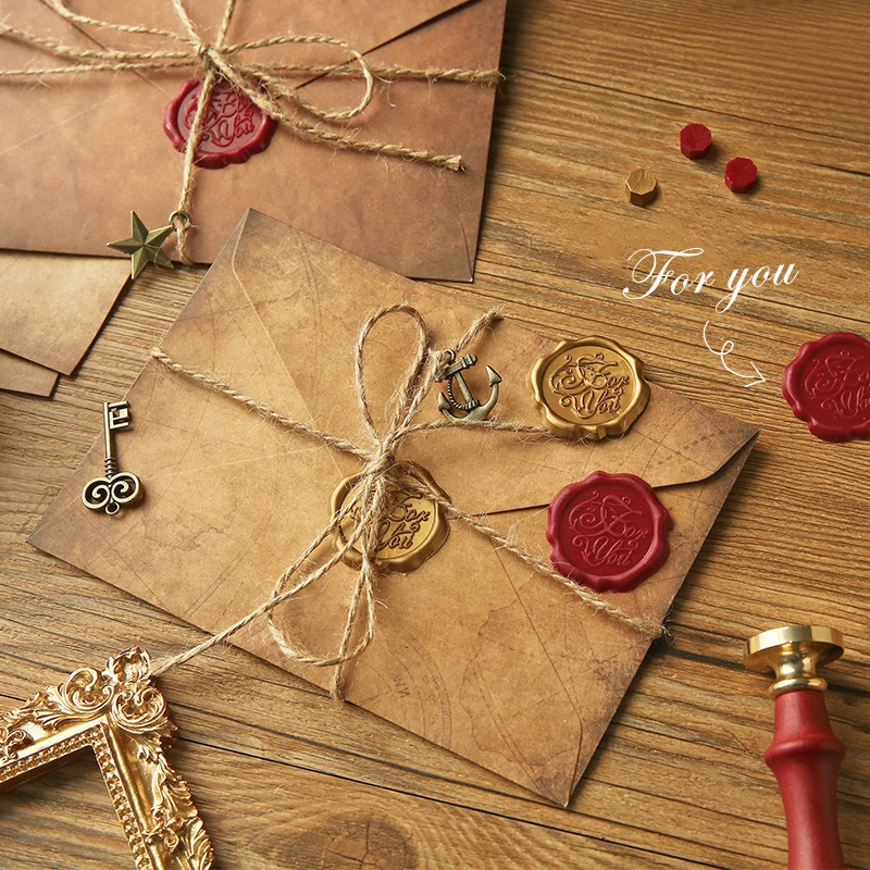 Kraft paper envelopes Vintage Kraft Paper Envelopes Letter Paper Set with Exquisite Pendant & Hemp Rope Stationery Envelope Set Confession Letterhead