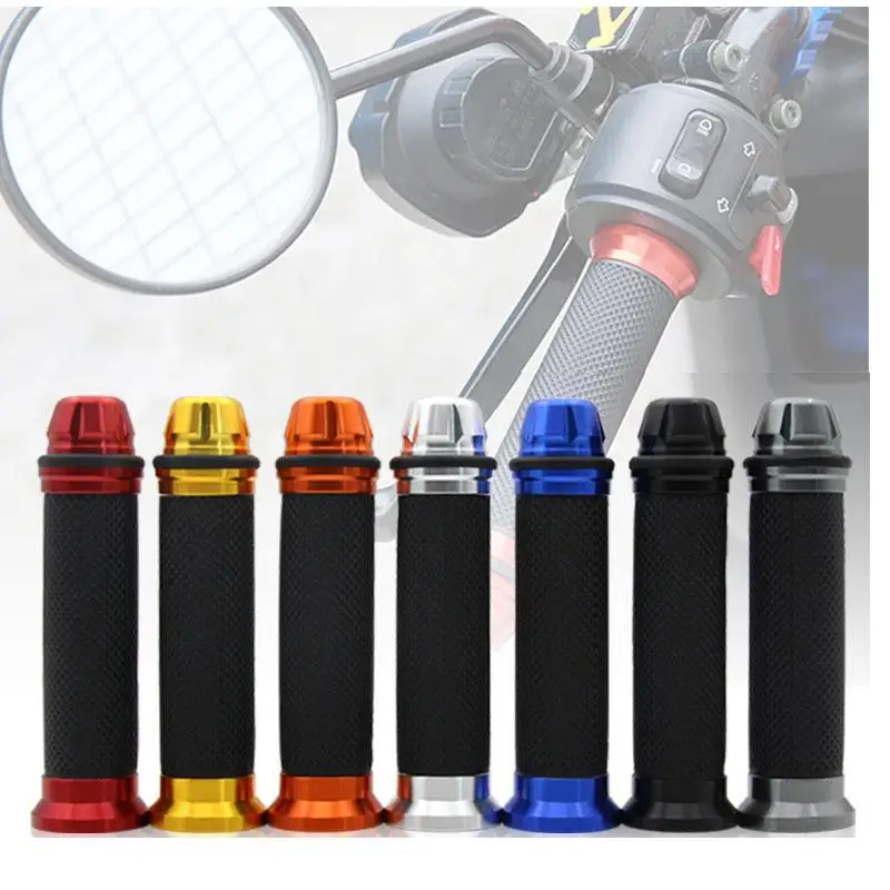 1 Pair Motorcycle Handlebar Grips Cover Aluminum Alloy Rubber Soft Handle Grips Modification Accessories