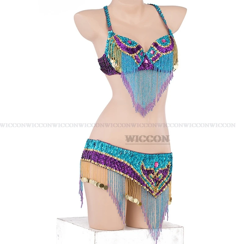 

Belly Dancing Suite Belt Bra 2 Piece Set Samba Costumes Club Sexy Bra Size Accept Any Size 4 Color For Women Belly Dance Hip Bra