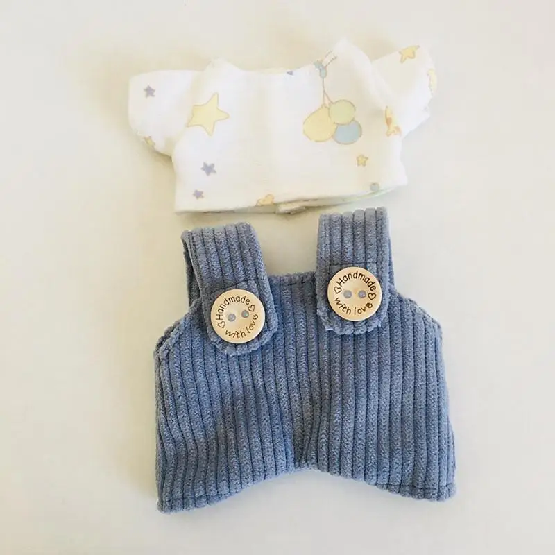Mini ropa de peluche para muñecas, traje de 17cm, accesorios para muñecas, Kpop, Exo, Labubu, Idol, camiseta, monos con botones